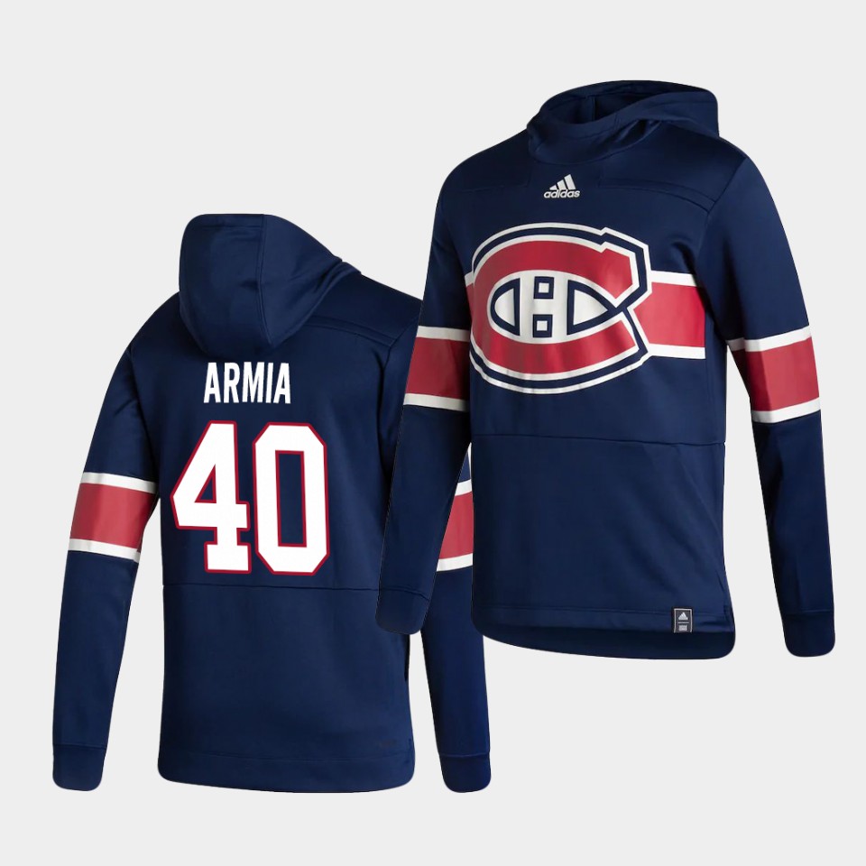 Men Montreal Canadiens #40 Armia Blue NHL 2021 Adidas Pullover Hoodie Jersey